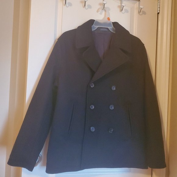 Old Navy Black Pea Coat - LARGE - Picture 4 of 5